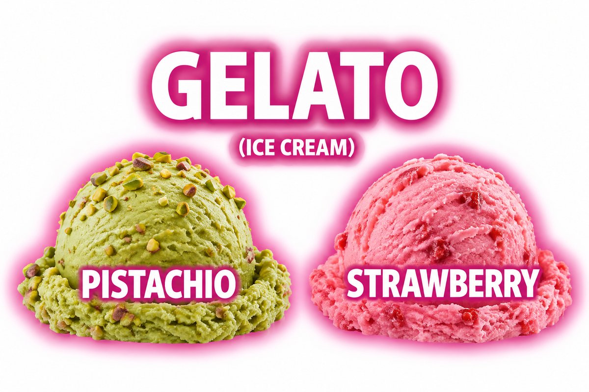Strawberry and pistachio gelato cups